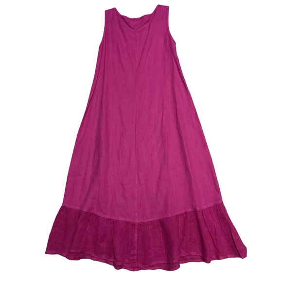 FLAX Pink Sleeveless Ruffle Hem Linen Midi Dress P (4/6) - Picture 5 of 13